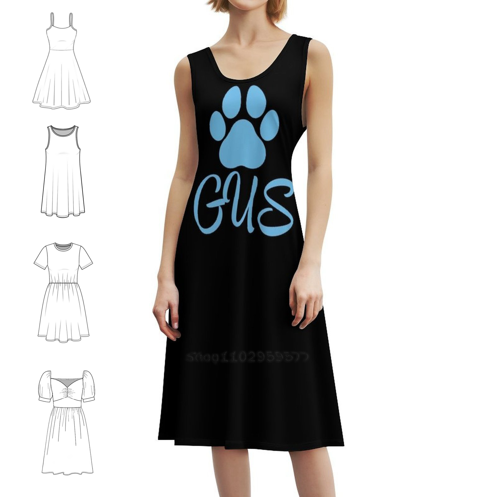 Women Fashion Dress Names - Синяя собака Имя Gus Boho Шикарное