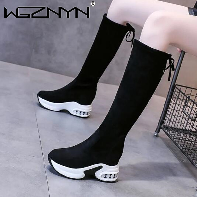 Women'S Fashion Knee High Boots - Зимние теплые высокие сапоги на массивной